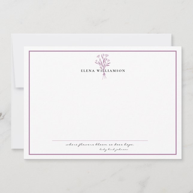 Cartão De Notas Quadro de Lavanda Chic - Flores e Esperança Person (Frente)