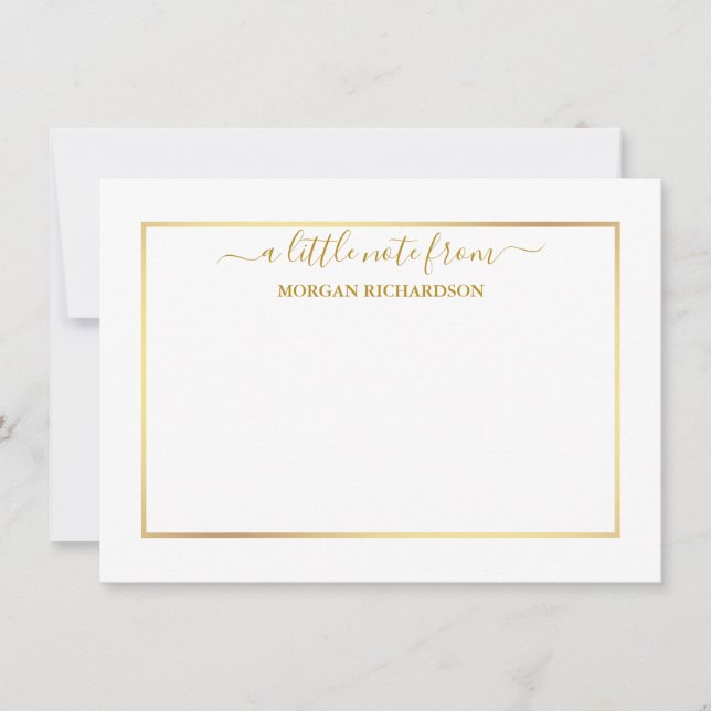 Cartão De Notas Quadro Dourado Elegante - Escolher Tamanho - Perso (Frente)