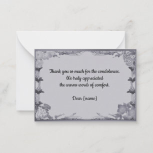 Cartão De Notas Quadro Floral Branco Após O Funeral Obrigado