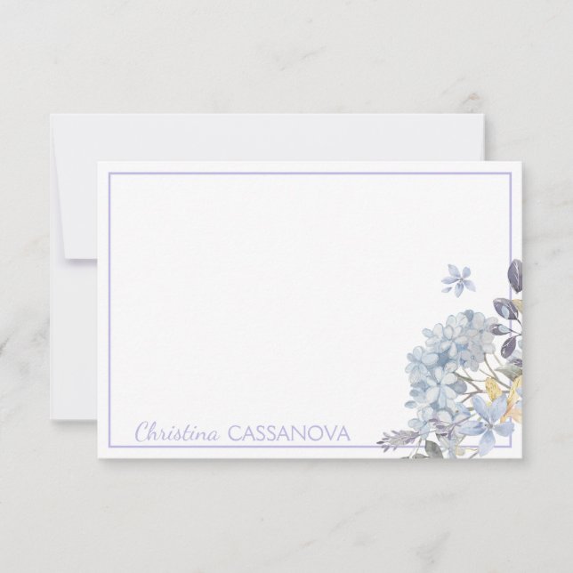Cartão De Notas Quadro Floral de Lavanda bonito Personalizado (Frente)