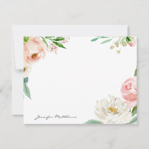 Cartão De Notas Quadro Floral Feminino Cor-de-Rosa Personalizado