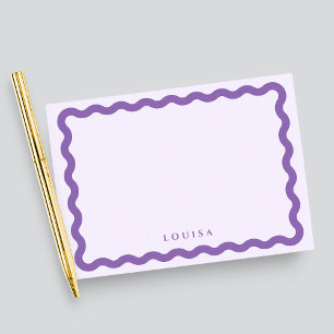 Cartão De Notas Quadro Retro Ondulado Roxo & Lilás Personalizado