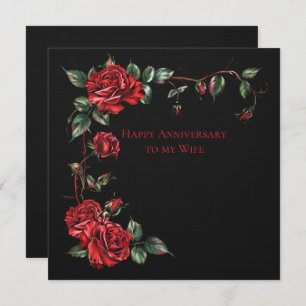 Cartão De Notas Quadro Rosa vermelha de Aniversário da Esposa em P