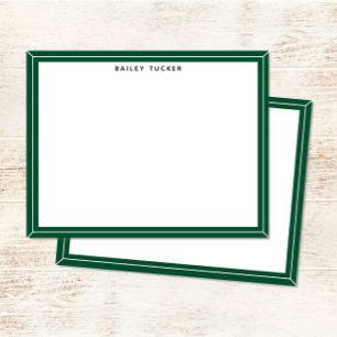 Cartão De Notas Quadro Simples Verde e Branco Pessoal Profissional