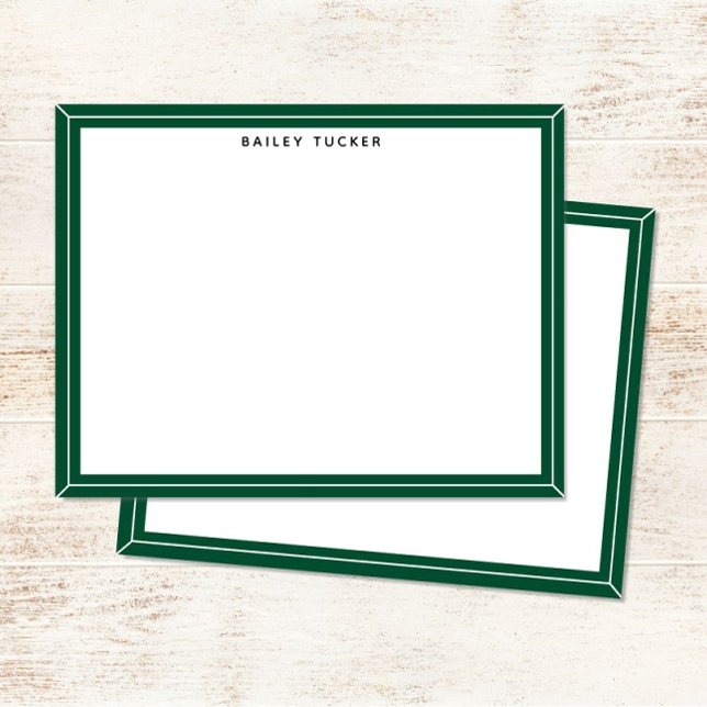 Cartão De Notas Quadro Simples Verde e Branco Pessoal Profissional (Criador carregado)