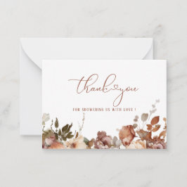 Cartão De Notas Queda de aquarela com Bridal ShoweFlat Note Card