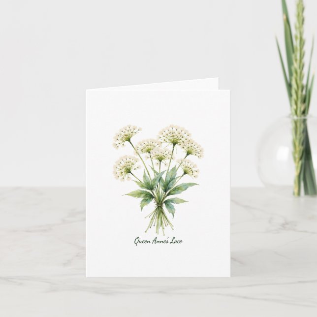 Cartão De Notas Queen Anne's Lace Floral Blank Note Card (Frente)
