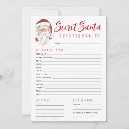 Cartão De Notas Questionário de Papais noeis Secretos Parte de Tro