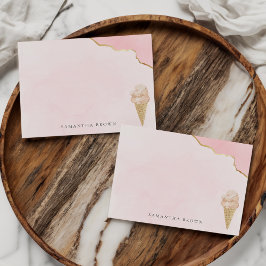 Cartão De Notas Quic Modern Watercolor Sorvete Rosa