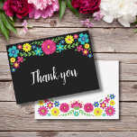 Cartão De Notas Quinceañera Colorida Flores mexicanas obrigado voc<br><div class="desc">Flores mexicanas coloridas design</div>