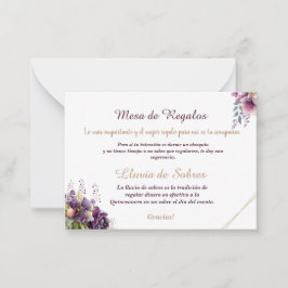 Cartão De Notas Quinceañera Lluvia de Sobres Floral Lavanda Liláti