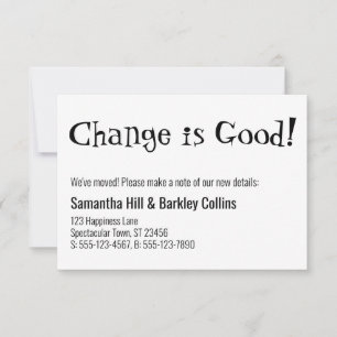 Cartão De Notas Quirky Change é Good White New Address Card