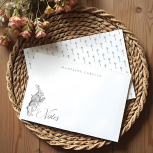 Cartão De Notas Rabbit branco Vintage Alice no País das Maravilhas