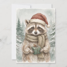 Racoon Vintage Floresta Férias Inverno Natal