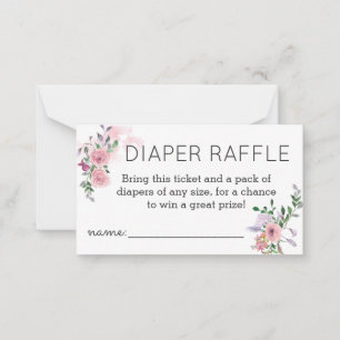 Cartão De Notas Raffle cor-de-rosa floral cor-de-rosa da fralda do