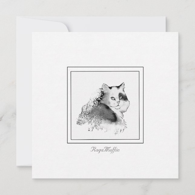 Cartão De Notas RagaMuffin Cat Charcarboneto esculpido (Frente)