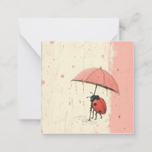 Cartão De Notas Raindrop Echoes: Ladybug Minimalista