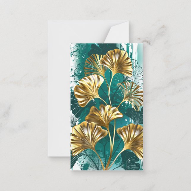 Cartão De Notas Ramificação com Ouro deixa Ginko Biloba (Frente)