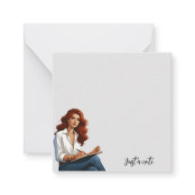 Rapariga com Notepad de Cabelo Vermelho