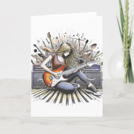 Cartão De Notas Rapariga com vibrações musicais