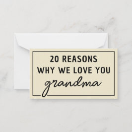 Cartão De Notas Razões pelas quais amamos você Vovó Fofo