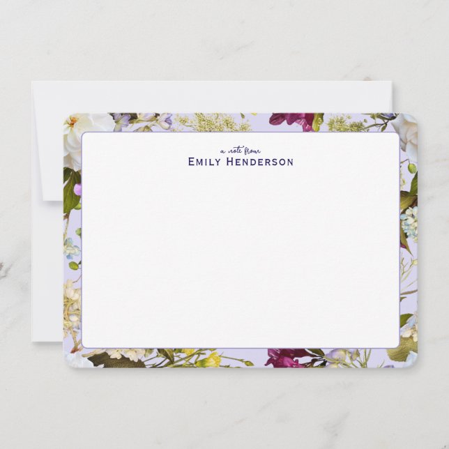 Cartão De Notas Realistic Wildflower Floral Print Frame  (Frente)