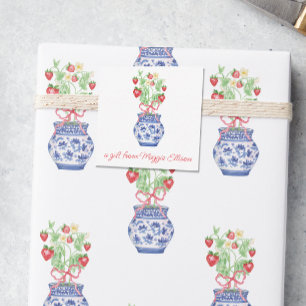 Cartão De Notas Receptáculo de doação da Chinoiserie Vase Red Stra