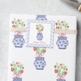 Cartão De Notas Receptáculo de doação da Chinoiserie Vase Red Stra