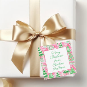 Cartão De Notas Receptáculo de presentes de árvores de Natal rosa