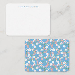 Cartão De Notas Receptor Boho Blue Ditsy Floral Custom Gift Enclos