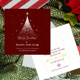 Cartão De Notas Red Dourado Glitter Natal Novo Ano Corporativo