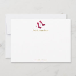 Cartão De Notas Red Glitter Heels Boutique Flat Notecard