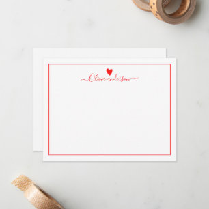 Cartão De Notas Red Love Heart Personalizado