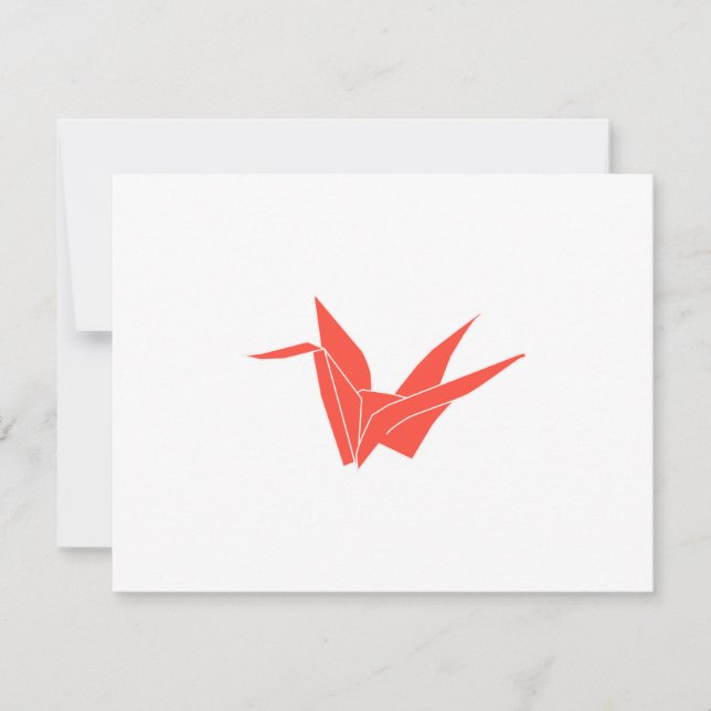 Cartão De Notas Red Origami Crane Flat Notecard (Frente)