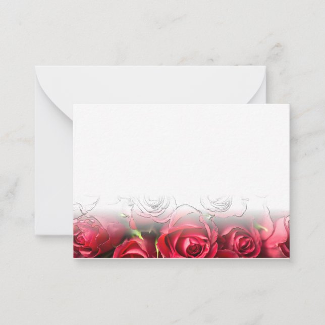 Cartão De Notas Red Roses Blank Valentines Stationery (Frente)