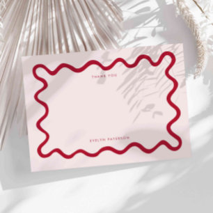 Cartão De Notas Red Squiggly Wavy Line Obrigado