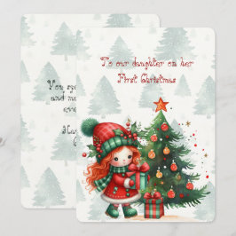 Cartão De Notas Red Tartan Daughter First Christmas 