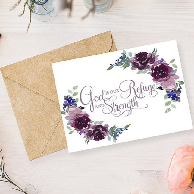 Cartão De Notas Refúgio e força floral roxo  (Criador carregado)