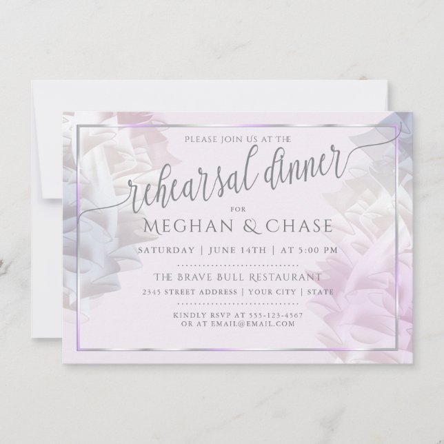 Cartão De Notas Rehearsal Dinner | BOHO Lilac Ombré Ruffles (Frente)