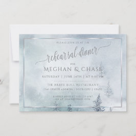 Cartão De Notas Rehearsal Dinner | Silver Blue Winter Wonderland