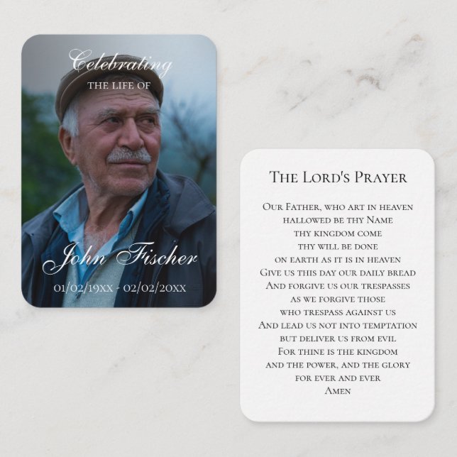 Cartão De Notas Religious funeral Keepsake photo Prayer card (Frente/Verso)