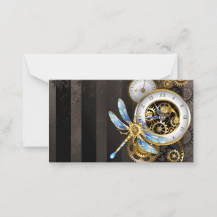 Cartão De Notas Relógio Steampunk com Dragonfly Mecânica