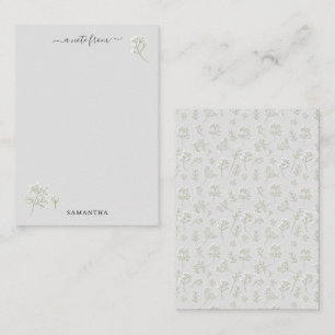Cartão De Notas Respiração de Bebê Floral Branco Aguarela Gypsophi