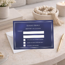 Cartão De Notas Resposta de casamento azul marinho RSVP