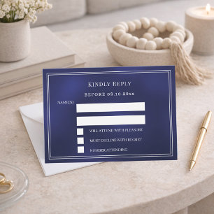 Cartão De Notas Resposta de casamento azul marinho RSVP