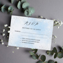 Resposta de casamento de prata azul clara RSVP