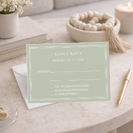 Cartão De Notas Resposta de casamento em verde sálvia RSVP