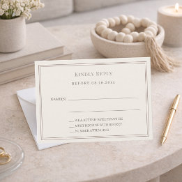 Cartão De Notas Resposta de casamento marfim taupe RSVP