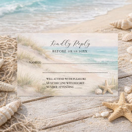 Cartão De Notas Resposta de casamento na praia à beira-mar RSVP