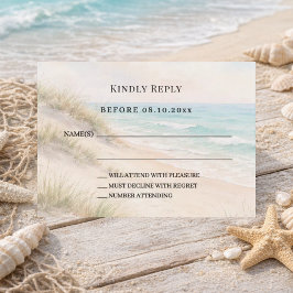 Cartão De Notas Resposta de casamento na praia da costa RSVP